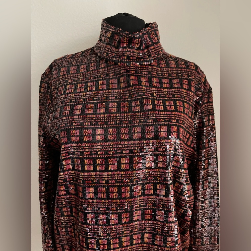 Zara Mock Neck Sequin Top